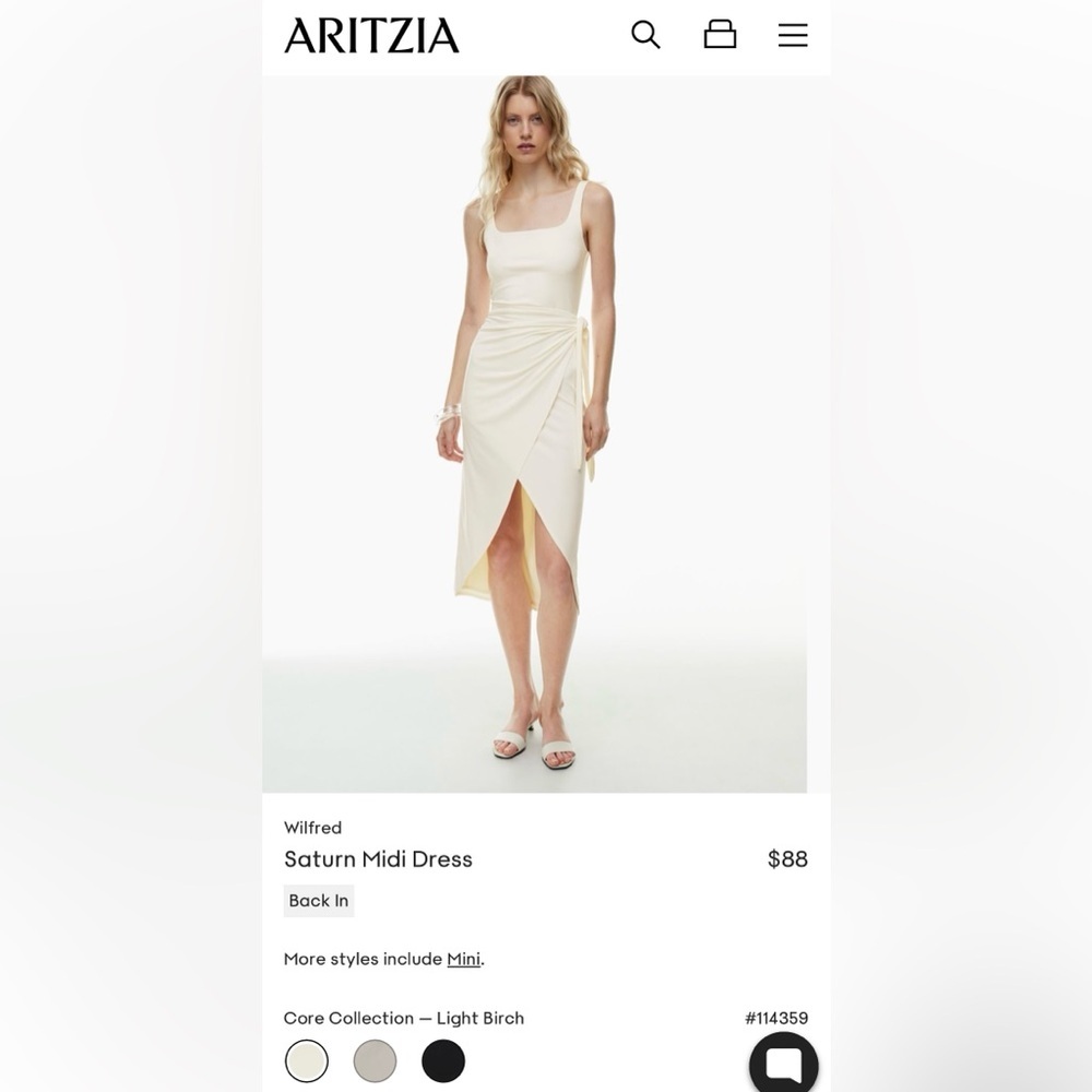 Aritzia Wilfred Saturn Midi Dress in Light Birch